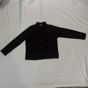 L.L.Bean Women's Brown Polartec Fleece Button Up Mock Neck Jacket Large Vintage